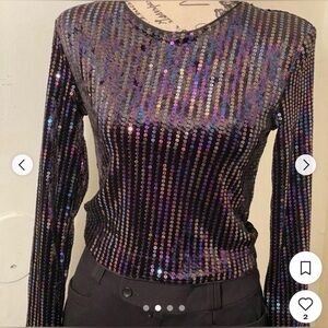 Divided Black Sequin Long Sleeve Top